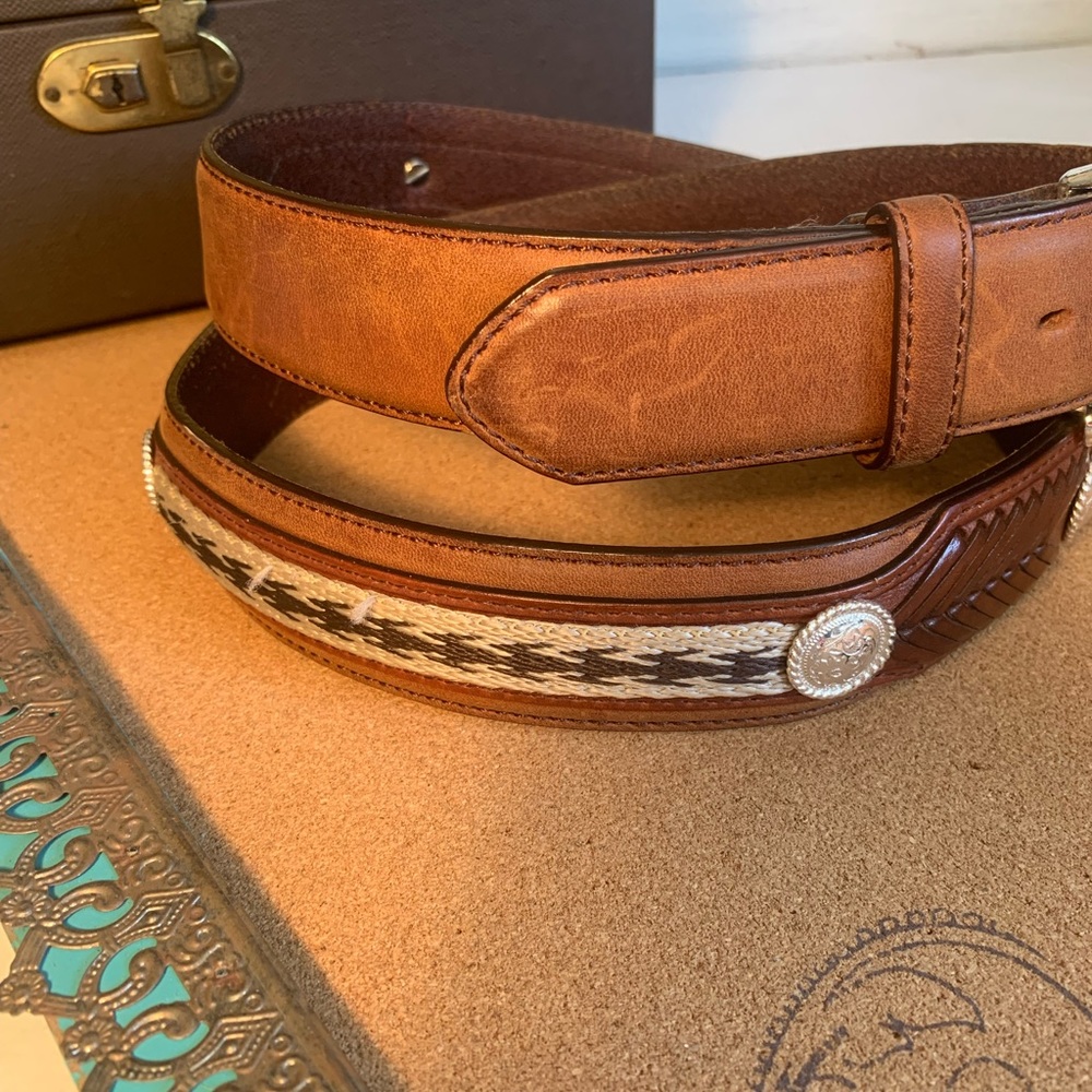 π΄SOLDπ΄ Tony Lama Western Leather Belt - Picture 2 of 12